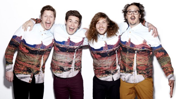 Anders Holm, Adam DeVine, Blake Anderson and Kyle Newacheck, the stars of <i>Workaholics</i> who are coming to Sydney for the Spectrum Now Festival.
