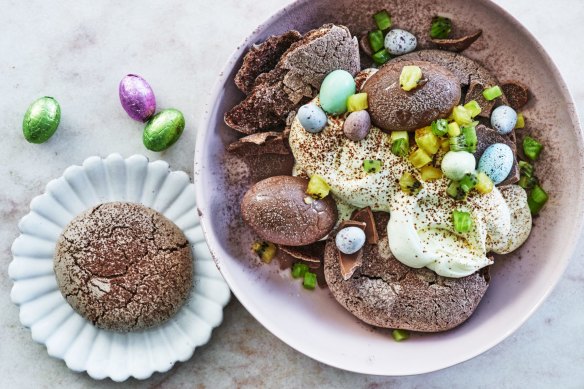 Easter mess with cocoa meringues.