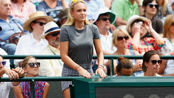 Kyrgios slur: Donna Vekic watches Stan Wawrinka in action at Wimbledon.