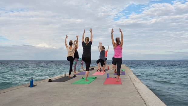 Oceanfront yoga.