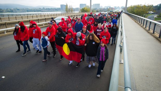 Steven Freeman's family led the National Sorry Day walk during Reconciliation Week in 2017.