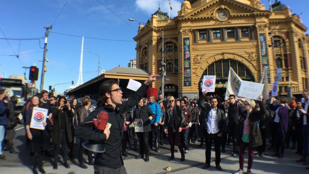 Demonstrators protest against Border Force