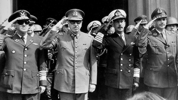 Augusto Pinochet, second right, with  members of the four-men military junta that seized power in Chile in 1973. He died in 2006.