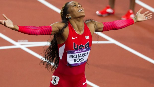 Sanya Richards-Ross (USA) wins gold at the London 2012 Olympic Games.