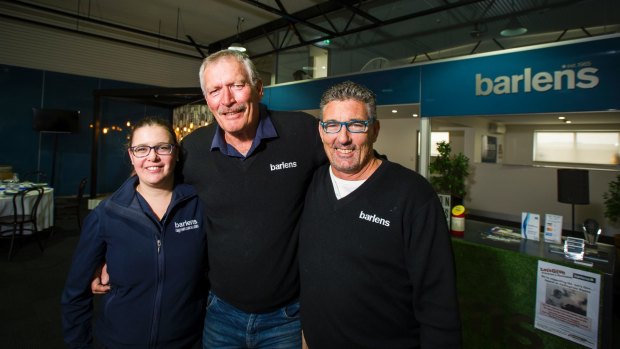 Canberra party hire business Barlens won a national award. Celebrating on Friday [from left]: Mirjam Kern, Luke Warrener, Kieran Johnson.