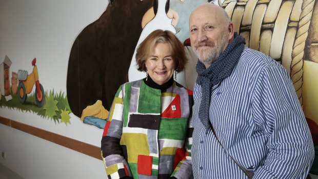 Jackie French with artist Bruce Whatley, the illustrator of her award-winning picture book series that began with <i>Diary of a Wombat</i>.
