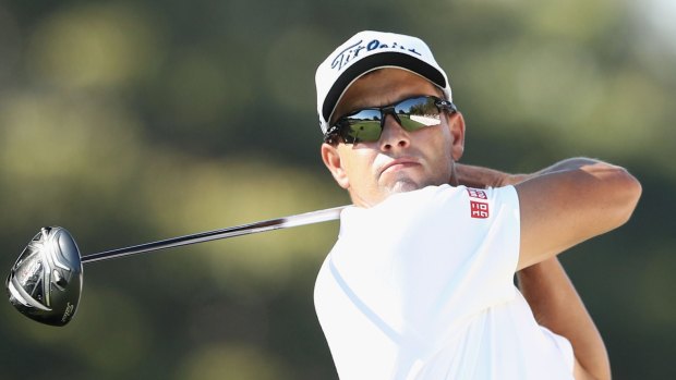 Drive for show: Adam Scott during round two. 