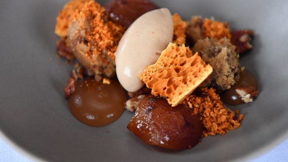 Pear, pecan, date and miso ice-cream.
