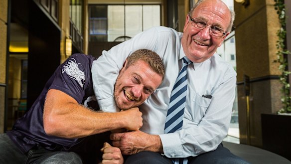 Simon Hughes and his father David.