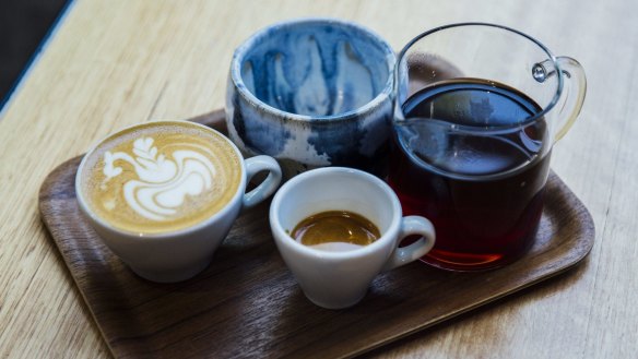 The 'barista breakfast' coffee flight.