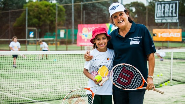 Tennis legend Evonne Goolagong Cawley was in  Canberra for an Indigenous tennis clinic.