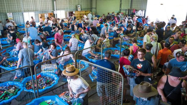 Huge lego sale at The Green Shed brings hundreds of people. Photo: Dion Georgopoulos
