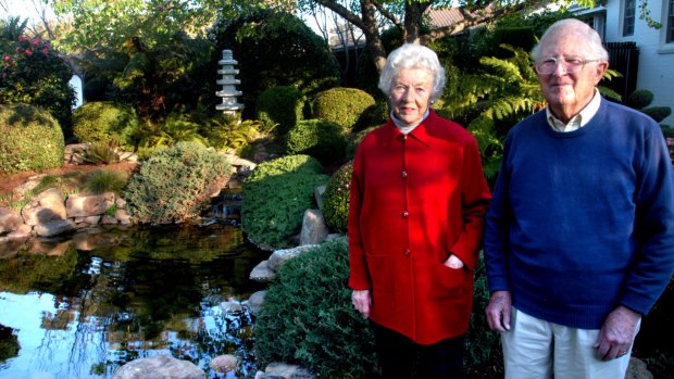 Polly and Peter Park, pictured during an open garden at their Red Hill property in 2004.