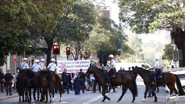 Police in Parramatta on Friday afternoon.