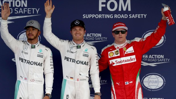 Leading the way: Lewis Hamilton, Nico Rosberg and Kimi Raikkonen in Japan.