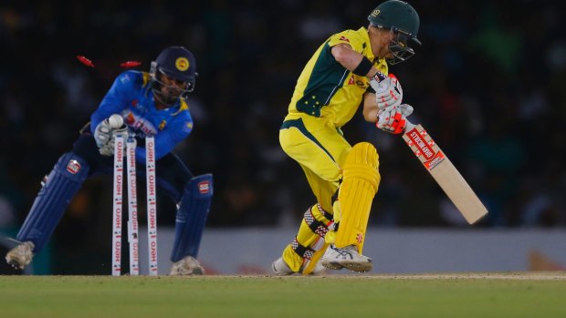 Slow going: Wednesday's win was the first time Australia scored at more than a run a ball in the ODI series.
