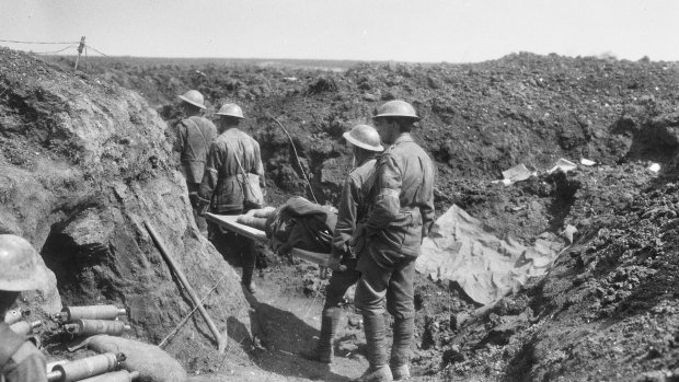 Bullecourt. Stretcher bearers on the Western Front.