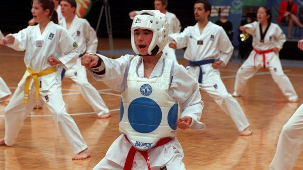 Eliza Kwan doing taekwondo as a 16-year-old.