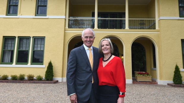 Prime Minister Malcolm Turnbull and wife Lucy at The Lodge.