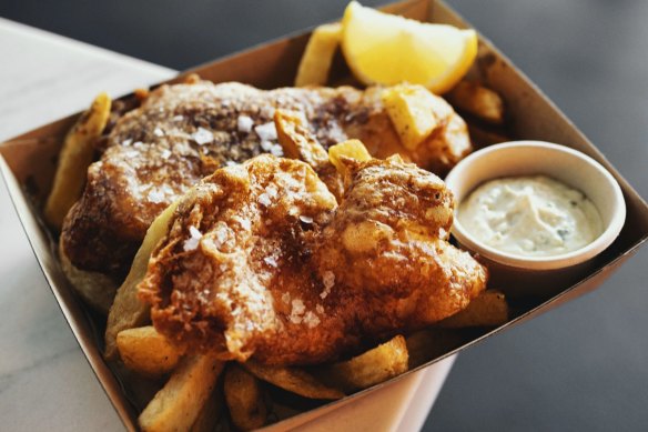 Battered fish and chips.