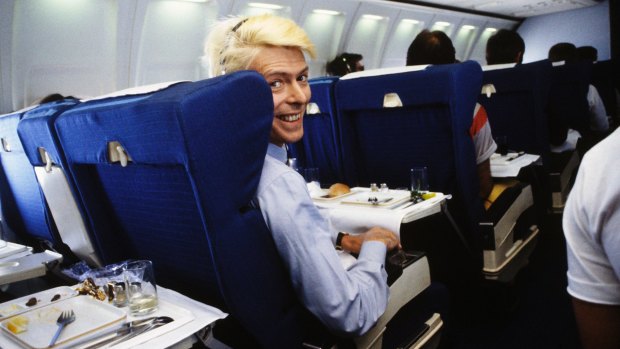 David Bowie over Australia 1983, on a schedule flight rather than private jet.