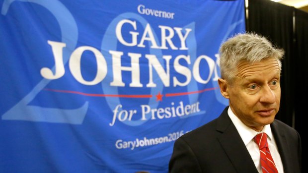 Libertarian presidential candidate Gary Johnson speaks to supporters at the National Libertarian Party Convention.