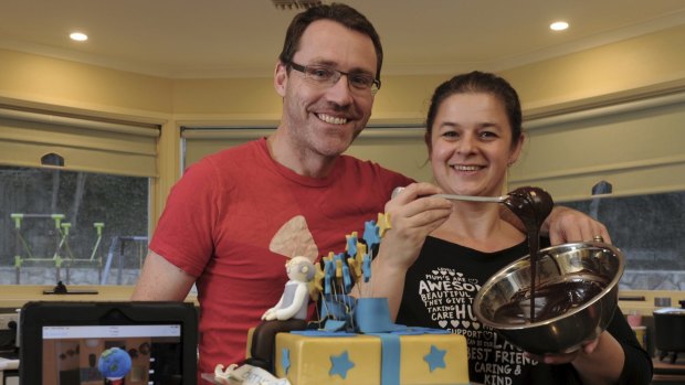 Ivan Hinton-Teoh, pictured with Nada Livas of Nada's Cakes, has been overwhelmed by the support from fellow Canberrans as he planned one of ACT's first gay weddings.