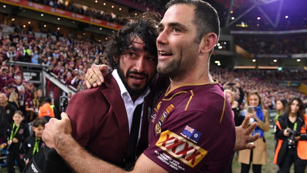 Brothers-in-arms: Johnathan Thurston will do the honours for old mate Cameron Smith.