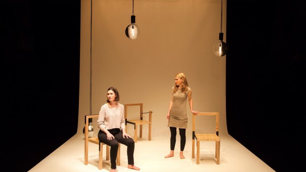 Sarah Hamilton and Justine Campbell in Malthouse Theatre's <i>They Saw A Thylacine</i>.