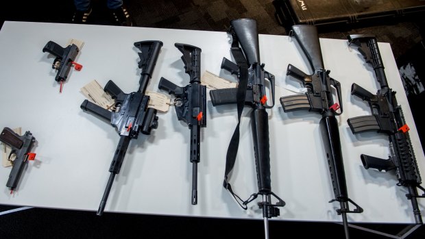 Guns seized in an international operation that ended in Melbourne last year.
