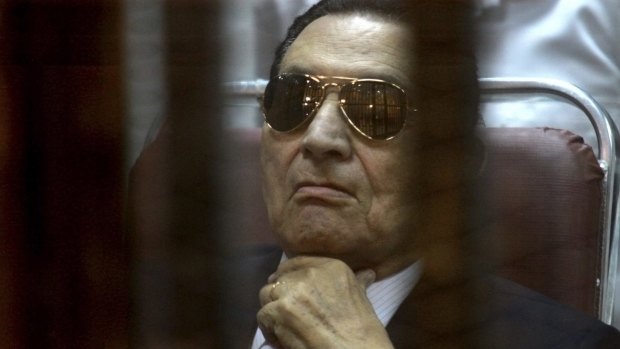 Hosni Mubarak during one of his trials.