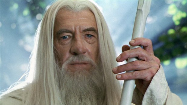 Ian McKellen as Gandalf.