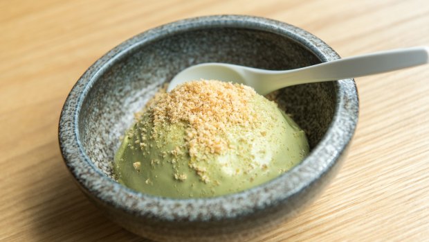 Matcha ice-cream and a salty-sweet blizzard of peanut praline dust.