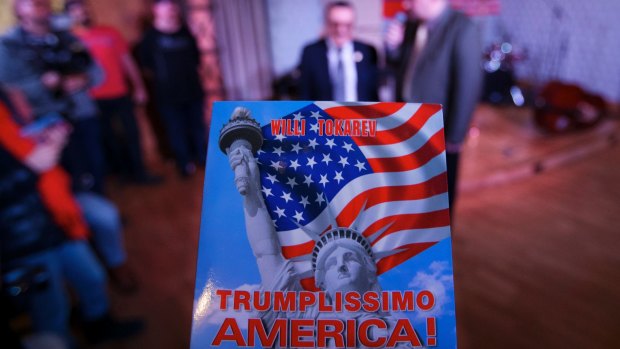 A "Trumplissimo America!" party in Moscow on Thursday.