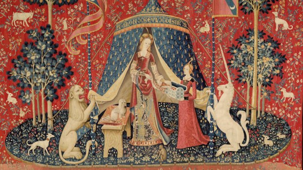 My Sole Desire (detail) from The Lady and the Unicorn tapestry series. Circa 1500.
