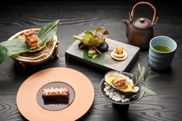 A selection of dishes from the kaiseki tasting menu at Komeyui.