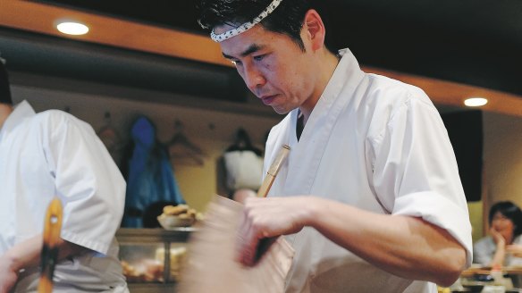 Go-to grill: Chicken skewers are the stars at the yakitori restaurant, Toriyoshi, which is unusual for its emphasis on vegetables.