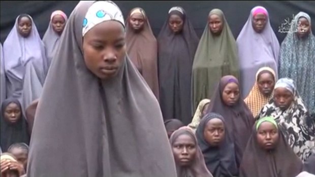 Some of the girls kidnapped from Chibok in the 2014 video.