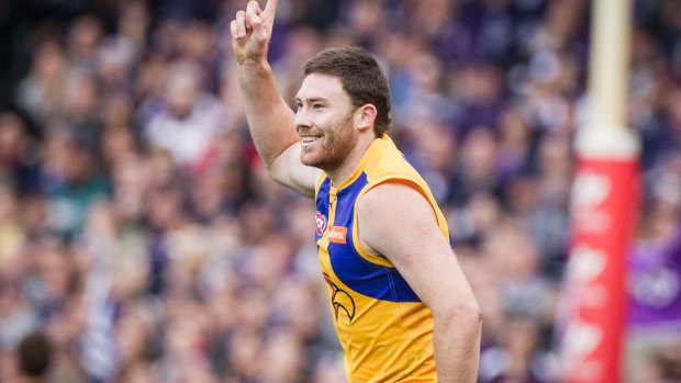 Will he stay or will he go? Jeremy McGovern  celebrates a goal for the Eagles.