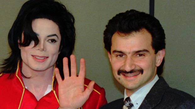 Saudi Prince Alwaleed Bin Talal Bin Abdulaziz Al Saud with Michael Jackson in Paris in 1996, when they signed agreements to form a new joint venture called Kingdom Entertainment. 