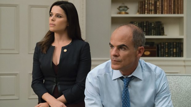 Campbell as LeAnn Harvey and Mike Kelly as Doug Stamper in House of Cards, season five.