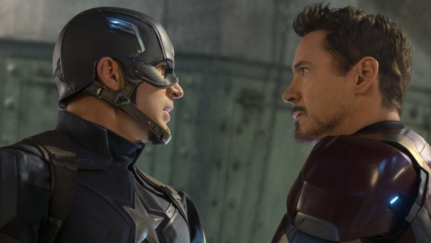 <i>Captain America: Civil War</i> has a more coherent plot than its superhero rival ... Chris Evans as Captain America/Steve Rogers confronts Robert Downey jr as Iron Man/Tony Stark.