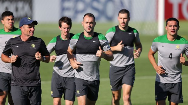 Fight to be fit: Ivan Franjic training with the Socceroos.