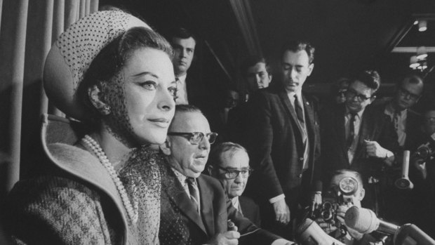 Hedy Lamarr at a press conference.