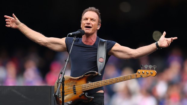 Sting performs during the 2016 AFL Grand Final.