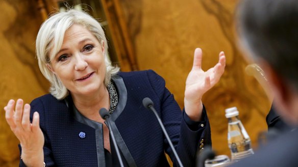 French far-right presidential candidate Marine Le Pen in Moscow.