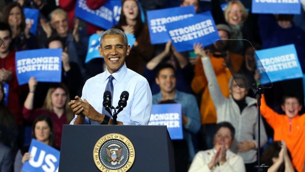 President Barack Obama at a rally in New Hampshire on Monday.
