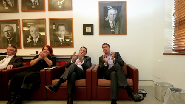 Senator Cory Bernardi is on his way out of the Coalition party room.