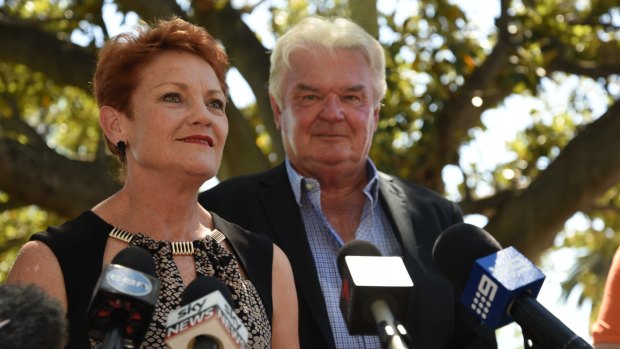 Pauline Hanson campaigning in Mandurah with candidate Doug Shaw.