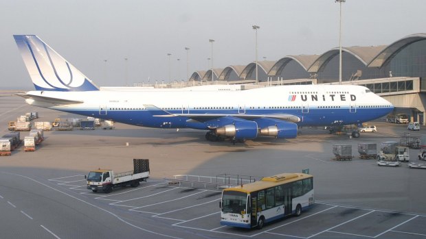 An United Airlines jumbo jet in 2009. 